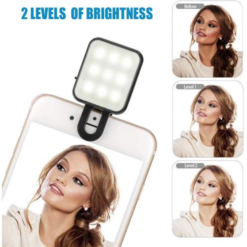  [아마존베스트]CHSMONB Mini LED Selfie Light, Rechargeable 2 Adjustable Brightness Camera Fill Light Compatible for Any Cell Phones Tablet Photography Video (Black)