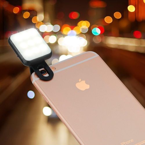  [아마존베스트]CHSMONB Mini LED Selfie Light, Rechargeable 2 Adjustable Brightness Camera Fill Light Compatible for Any Cell Phones Tablet Photography Video (Black)