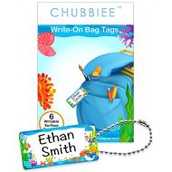 [아마존베스트]CHUBBIEE Child ID Bag Tags, Write-On Kids Name Tags for Backpack, Lunchbox & Diaper Bag, Great for Preschool & Daycare, Pack of 6 (Blue Ocean)