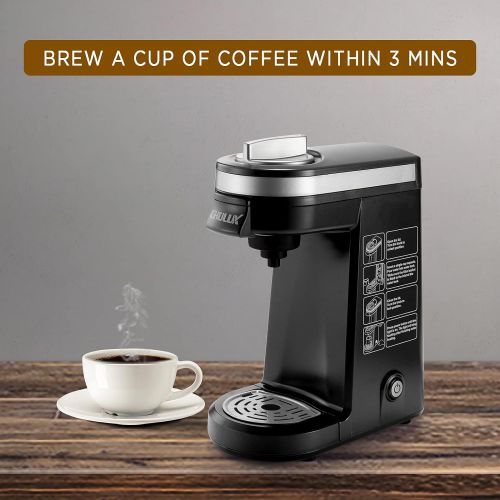  CHULUX Single Serve Coffee Maker Brewer for Single Cup Capsule with 12 Ounce Reservoir,Black