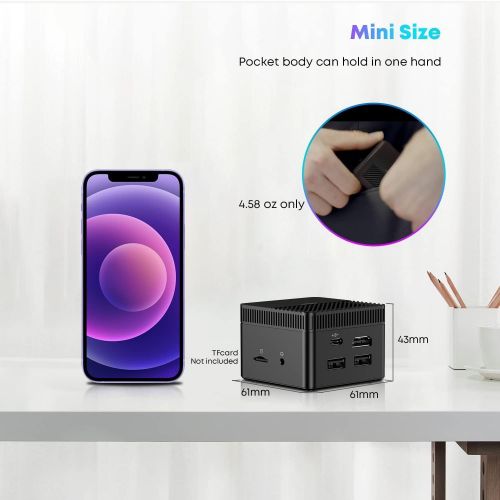  CHUWI LarkBox Pro Mini PC with 6GB RAM 128GB ROM Intel Celeron J4125 Quad Core (Up to 2.7GHz) Windows 10 Desktop Computer 4K Ultra-HD Streaming, 2xUSB 3.0 Dual Wi-Fi, BT5.1, VESA M