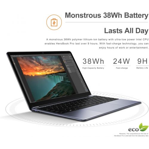  [아마존베스트]Chuwi HeroBook Pro Ultrabook 14.1-inch (35.8 cm), Intel Geminil Lake N4000 up to 2.6 GHz, 4K 1920 x 1080, Windows 10, 8G RAM 256G SSD, WiFi, USB 3.0, 38Wh