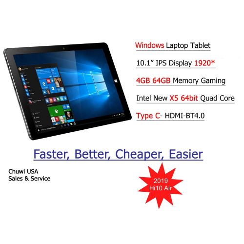  CHUWI ChuwiUSA HI10 Air Tablet,10.1 inch Intel Cherry Trail X5 Tablet PC, 4GB+64GB Windows 10 OS, WiFi, BT4.0,2K Resolution Screen Tablet PC