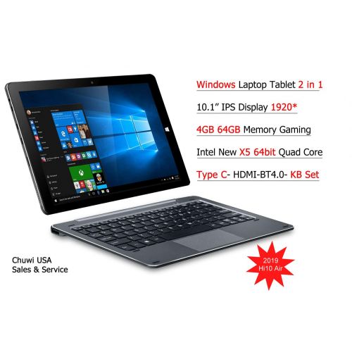  CHUWI ChuwiUSA HI10 Air Tablet,10.1 inch Intel Cherry Trail X5 Tablet PC,4GB+64GB Windows 10 OS, WiFi, BT4.0, 2K Resolution Screen + Detachable Keyboard Docking