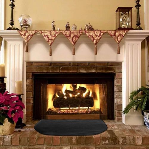  CHUWUJU Fireproof Fireplace Hearth Rug,Fire Resistent Under The Grill Protective Deck and Patio Mat,Fiberglass Fireplace Area Rug Non Slip Mat(S/M/L)