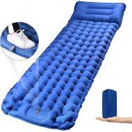 Camping Sleeping Pad Mat, CHYBFU 4 Inch Thick Waterproof Air Mattress with Air Pillow Foot Press Compact Lightweight Camping Sleeping Cot Built in Pump for Backpacking, Hiking, Ten