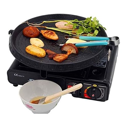  Korean Style BBQ Grill Pan with Maifan Coated Surface Non-stick Smokeless Barbecue Plate for Indoor Outdoor Grilling