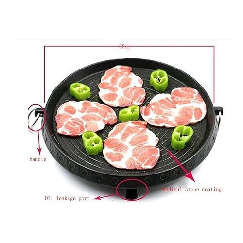  Korean Style BBQ Grill Pan with Maifan Coated Surface Non-stick Smokeless Barbecue Plate for Indoor Outdoor Grilling