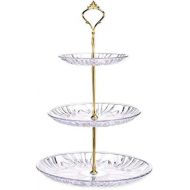 CHYIR Transparent Crystal Dried Fruit Plate, Three-layer Dessert Table Decoration,Snack Stand, Gift Fruit Plate, Cake Stand,Creative Home Living Room Coffee Table (gold)