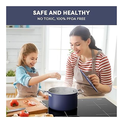  CIARRA Nonstick Dutch Oven with Lid, 6.2 QT Ceramic Dutch Oven with Dual Handles, Non Toxic, PTFE & PFOA Free, Oven Safe & Compatible with All Stovetops, Blue