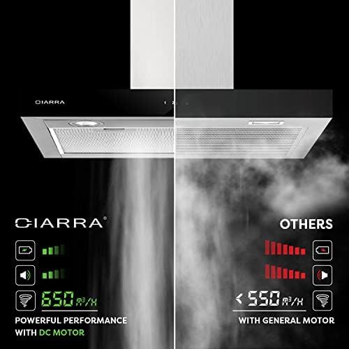  [아마존베스트]Ciarra Cooker Hood 60 cm 550 m³/h Touch Control Chimney Stainless Steel Kitchen Cooker Hood [Energy Class C], 60 cm, Silver