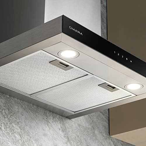  [아마존베스트]Ciarra Cooker Hood 60 cm 550 m³/h Touch Control Chimney Stainless Steel Kitchen Cooker Hood [Energy Class C], 60 cm, Silver