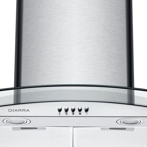  [아마존베스트]Ciarra (CBCF004) Cooker Hood 90 cm / 550 m3 / h / 3 Output Levels / Glass Stainless Steel Base Cover (Extract/Recirculation Air) / Silver [Energy Class C], 90cm