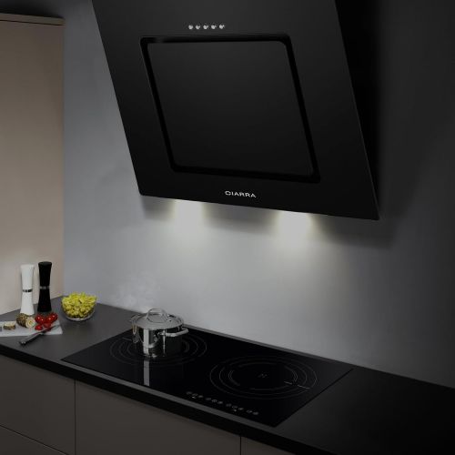  [아마존베스트]Ciarra Extractor Hood, 60 cm, 3 Speed, Stainless Steel, Aluminium Grease Filter, Wall Extractor Hood, Black