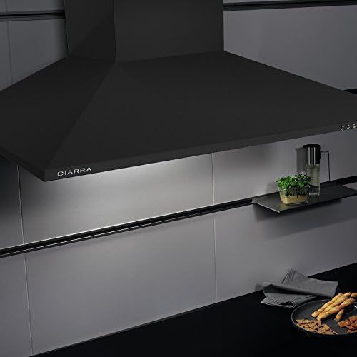  [아마존베스트]CIARRA CBCB9201 Headless Cooker Hood 90 cm Wide, Wall Hood, 380 m³/h, 63 dB(A), Exhaust and Recirculation, 3 Power Levels, Compatible CBCF002X2 Filter, Black