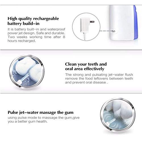  CICIN Dental Floss,Water Flosser for Teeth with 5 Jet Nozzles and 150ml Reservoir,IPX7 Waterproof Rechargeable