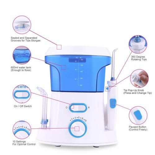  CICIN Dental Floss,Water Flosser for Teeth with 7 Jet Nozzles and 600ml Reservoir,IPX7 Waterproof Rechargeable...