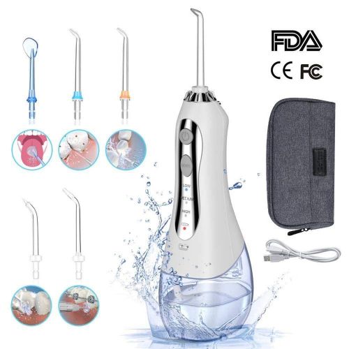  CICIN Dental Floss,Water Flosser for Teeth with 5 Jet Nozzles and 300ml Reservoir,IPX7 Waterproof Rechargeable...