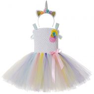 CIELARKO Girls Unicorn Tutu Dress Children Birthday Party Dresses Cosplay Costumes with Headband Outfits Set