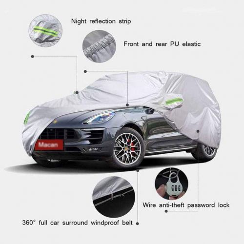  CIGONG Car Cover Indoor and Outdoor Thick Oxford Cloth Anti-fouling Sun Protection Rain Warm Cover for Macan Off-Road Vehicle SUV Car Cover (Size : 2018)