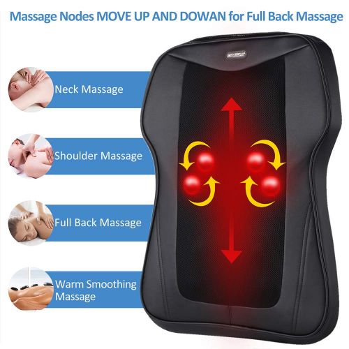  CINCOM Shiatsu Back Massager with Heat for Car and Office Lower Back Waist Massage and Pain Relief Portable and Ultra Thin Design