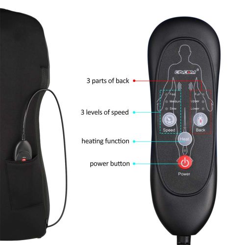  CINCOM Shiatsu Back Massager with Heat for Car and Office Lower Back Waist Massage and Pain Relief Portable and Ultra Thin Design