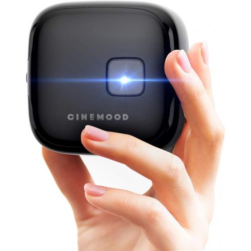  CINEMOOD 360 - Smart wi-fi Cube Projector with Streaming Services, 360° Videos, Games, Kids Entertainment. 120 inch Picture, 5-Hour Video Playtime. Neat Portable Projector for Fami