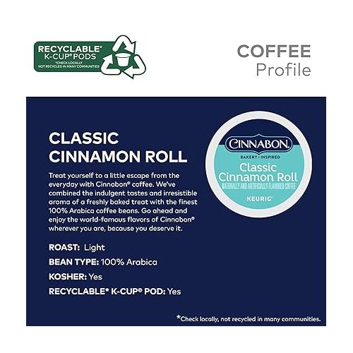  Cinnabon Classic Cinnamon Roll Keurig Single-Serve K-Cup Pods, Light Roast Coffee, 48 Count