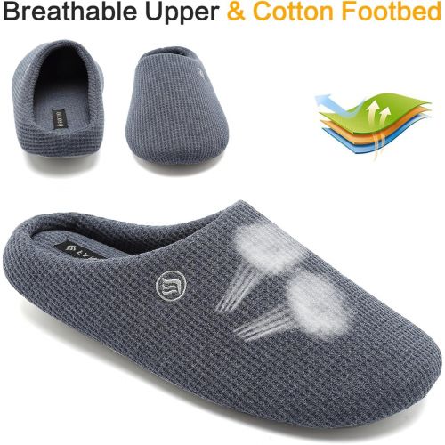  [아마존 핫딜]  [아마존핫딜]CIOR Fantiny Men’s Memory Foam Slippers Comfort Knitted Cotton-Blend Closed Toe Non-Slip House Shoes Indoor & Outdoor