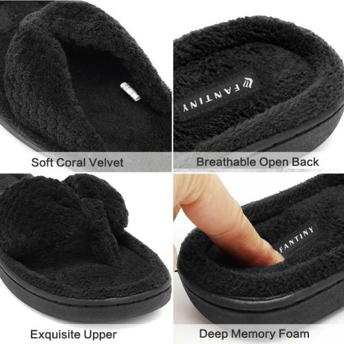  [아마존 핫딜]  [아마존핫딜]CIOR Fantiny Womens Cozy Memory Foam Spa Thong Flip Flops House Indoor Slippers Plush Gridding Velvet Lining Clog Style