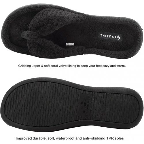  [아마존 핫딜]  [아마존핫딜]CIOR Fantiny Womens Cozy Memory Foam Spa Thong Flip Flops House Indoor Slippers Plush Gridding Velvet Lining Clog Style