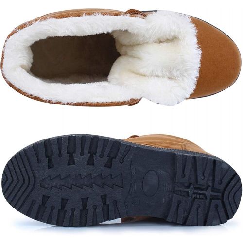  [아마존 핫딜] [아마존핫딜]CIOR Womens Snow Boots Winter Suede Cotton Warm Fur Lined Ankle Boots Outdoor Anti-Slip Waterproof Booties Lace Up Platform Shoes
