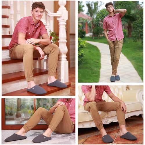  [아마존 핫딜] CIOR Fantiny Men’s Memory Foam Slippers Comfort Knitted Cotton-Blend Closed Toe Non-Slip House Shoes Indoor & Outdoor