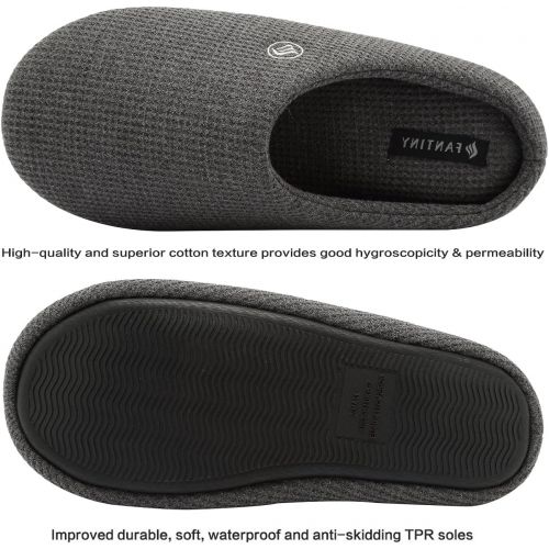  [아마존 핫딜] CIOR Fantiny Men’s Memory Foam Slippers Comfort Knitted Cotton-Blend Closed Toe Non-Slip House Shoes Indoor & Outdoor