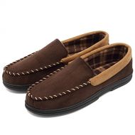 CIOR Fantiny Mens Casual Memory Foam Pile Lined Slip On Moccasin Flats Slippers Micro Suede Indoor Outdoor Rubber Sole