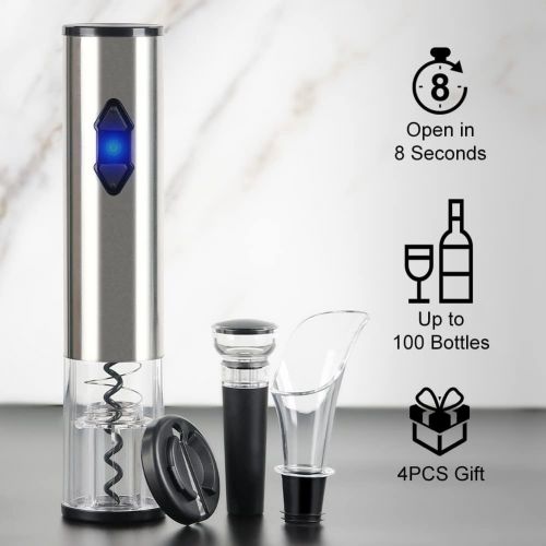  [아마존베스트]CIRCLE JOY Electric Wine Bottle Openers Set -- Battery Powered Operated Cordless Automatic Corkscrew Opener Puller Kit with Attached Foil Cutter Vacuum Stopper Wine Aerator Pourer,