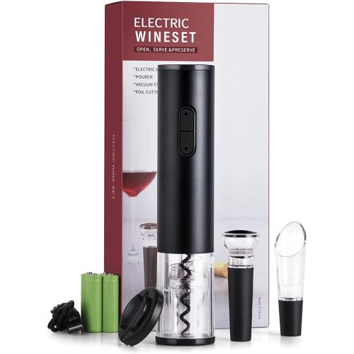  [아마존베스트]CIRCLE JOY Electric Wine Bottle Opener, Rechargeable Automatic Corkscrew Gift Set, Powered Cork Remover Kit, includes Foil Cutter, Wine Vacuum Pump Stoppers, and Wine Aerator Poure