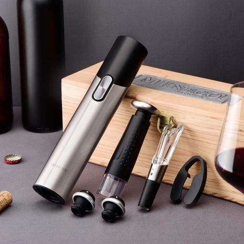  CIRCLE JOY Electric Wine Opener Set Automatic Wine Opener Kit for Wine and Beer Cordless Electric Wine Bottle Openers Gift Set with Foil Cutter, Aerator Pourer, Vacuum Pump and 2 W