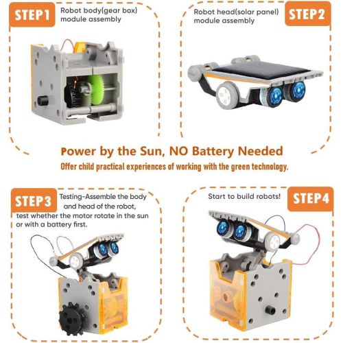  [아마존베스트]CIRO Solar Robot Creation Kit, 12-in-1 Solar Robot Kit for Kids, STEM Educational Science Toys with Working Solar Powered Motorized Engine and Gears