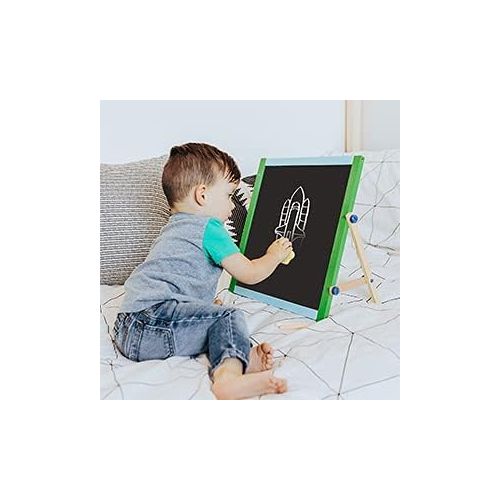  [아마존베스트]CIRO Tabletop Art Easel for Kids, Wooden Double-Sided Magnetic Dry Erase Board & Chalkboard, Toddler Gifts