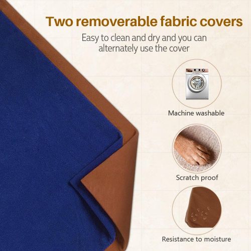  CISNO Pet Heating Pad (2-Pack), Electric Warmer Pad Mat for Dogs Cats Chew Resistant Cord Waterproof with Removable Fleece Covers 15 Watts