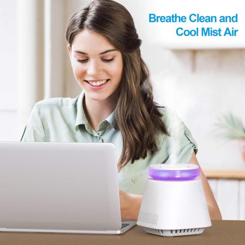  CISNO Air Purifier 3-Stage True HEPA Filter, Smoke Odor Pets Dander Remover, Allergies Eliminator Captures 99.99% Dust Mold Pollen Desktop for Home,Office,Kitchen,Baby Room Availab