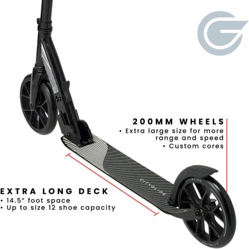  CITYGLIDE C200 Scooter for Adults -Foldable, Lightweight, Adjustable Adult Scooter 300 lbs Capacity - Kick Scooters for Adults with Carry Strap and Kickstand