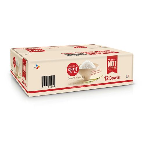  [아마존 핫딜]  [아마존핫딜]CJ Hetbahn Cooked White Rice, Gluten-Free, Vegan, Microwaveable, 7.4-oz (Pack of 12)