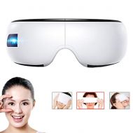 CJB18 Eye Massager Cordless Electric Eye Mask Massage with Heat Vibration Air Compression Music for Headache Stress Relief Eye Relax Travel Office Home Car,White