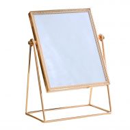 CJJC Nordic Princess Simple Square Makeup Mirror Modern Standing Dressing Table Rose Gold Mirror,10 X 17 X 23.5Cm