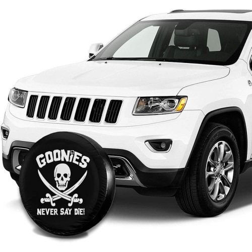  C-JOY Goonies Never Say Die Spare Tire Cover Dust-Proof Universal Wheel Protector Fit for Jeep and Various Vehicles (14,15,16,17 Inch)