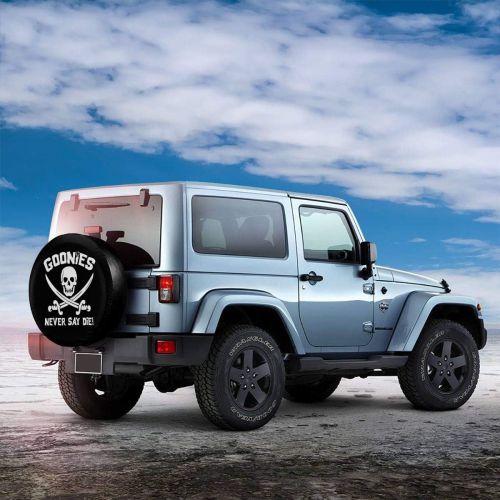  C-JOY Goonies Never Say Die Spare Tire Cover Dust-Proof Universal Wheel Protector Fit for Jeep and Various Vehicles (14,15,16,17 Inch)