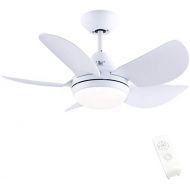 CJOY Ceiling Fan with Lights, 30 Small Modern Ceiling Fan with 5 Reversible Blades, Remote Controls, Adjustable Color Temperature, for Indoor/Outdoor, Matte White