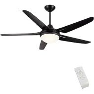 Ceiling Fan with Lights for Living Room, CJOY 53 Inch Modern Ceiling Fan with 5 Reversible Blades, 3000K, Remote Controls, Black